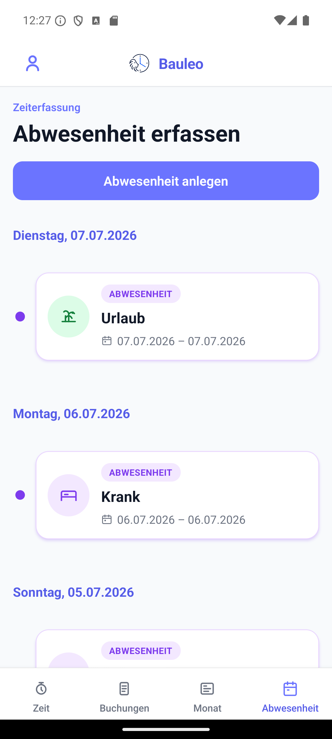 App: Abwesenheit erfassen